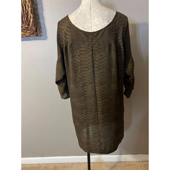 Joie Silk Dress M Medium Olive Green Black Snake Print - Picture 4 of 9